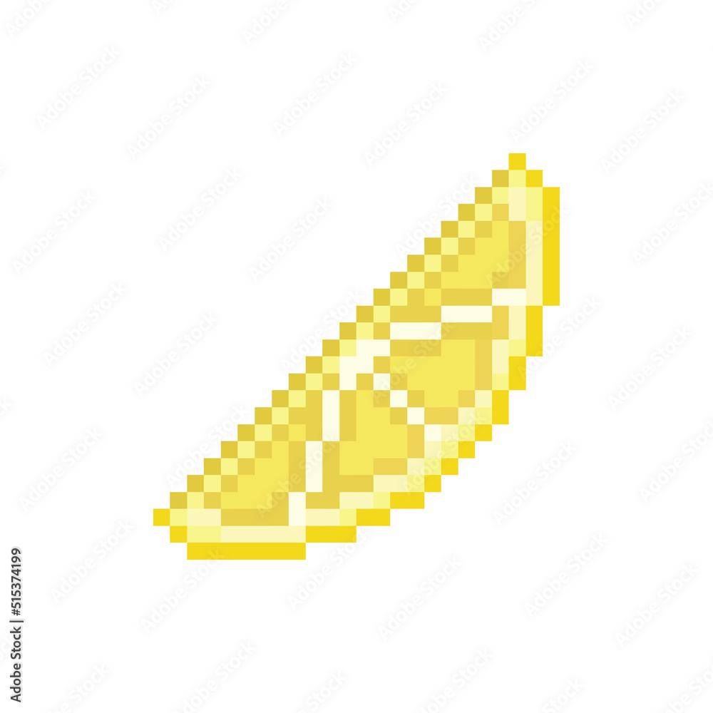 Fototapeta premium Half lemon slice vector icon. Pixel art. 8 bit logo for game. eps10