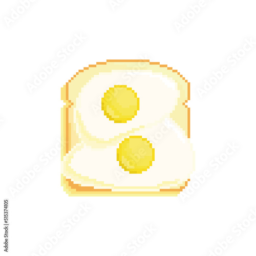 Fried eggs on the toast vector icon. Pixel art. 8 bit logo for game. eps10
