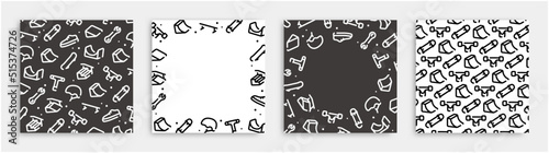 Skateboarding icon pattern background for graphic design.Square vector template set.