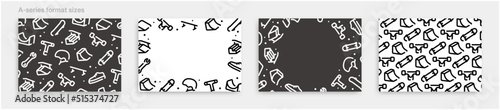 Skateboarding icon pattern background for graphic design.A-size horizontal vector template set.