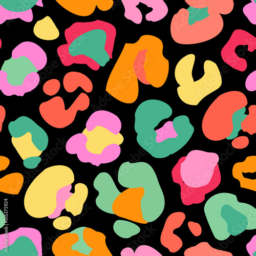 Animal skin print in rainbow colors. Colorful leopard spot seamless pattern design