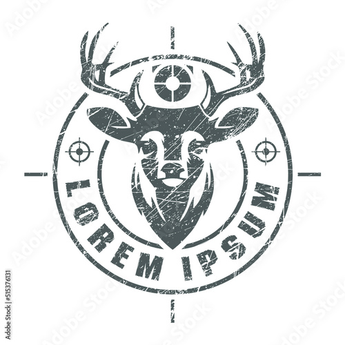 Deer Hunting Club Vintage logo, crossed rifles, guns, with grunge texture, vector illustration eps 10 download