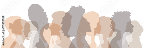 People stand side by side together. Flat vector illustration.
