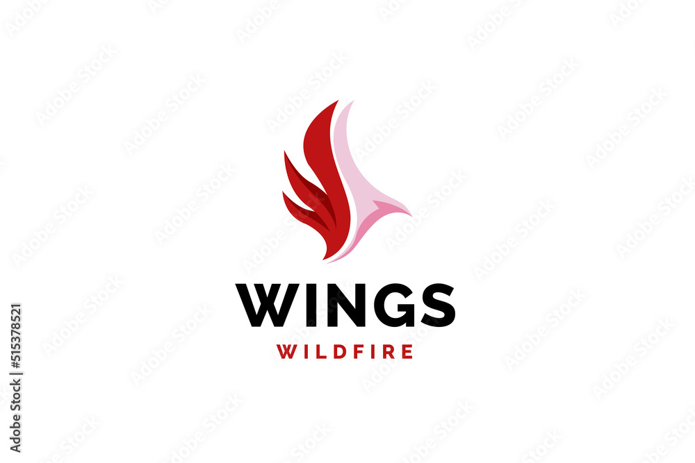 Wing bird with flame logo design vector illustration. Wing bird with flame logo design vector illustration.