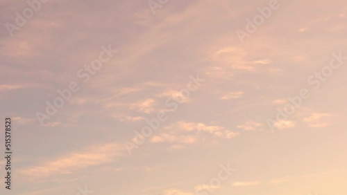 Wallpaper Mural Clear Gently Pink Peach Sky at Sunset with Light Clouds as Feather, Time Lapse, Slow Motion. Soaring Clouds in Pure Sunset Sky, Timelapse. Beauty, Relax, Hight, Space. Torontodigital.ca