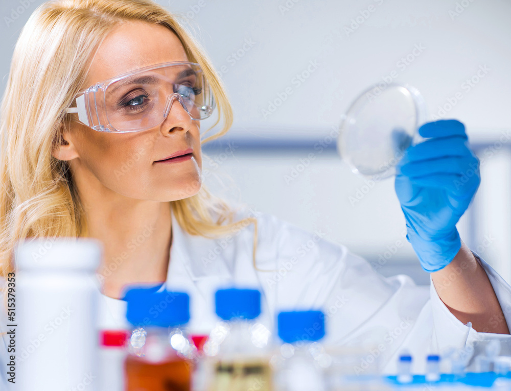 Fototapeta premium Monkeypox Research Laboratory. Professional Workers of a Modern Futuristic Lab. Monkey Pox Experiments in Clinic Hospital. Science and Modern Technology Concept.