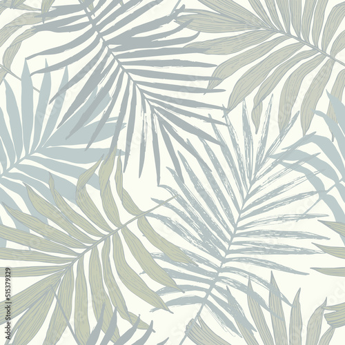Abstract tropical foliage background in pastel green blue colors