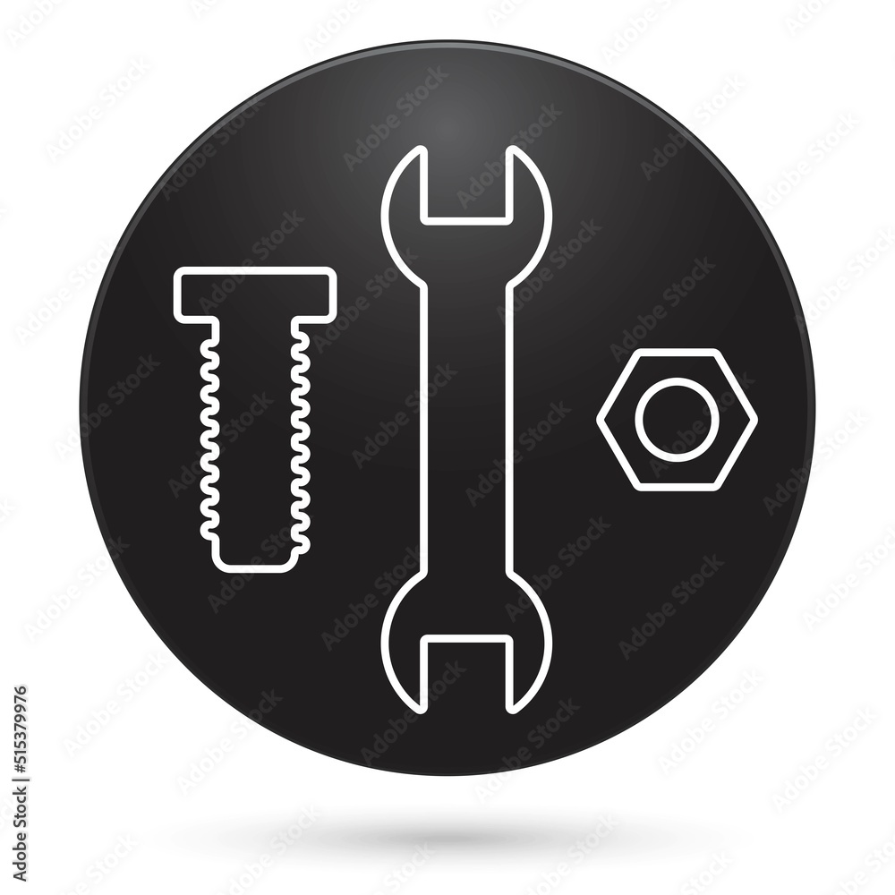 Wrench icon, black circle button with gradient. Vector illustration. Wrench icon, black circle button with gradient. Vector illustration.