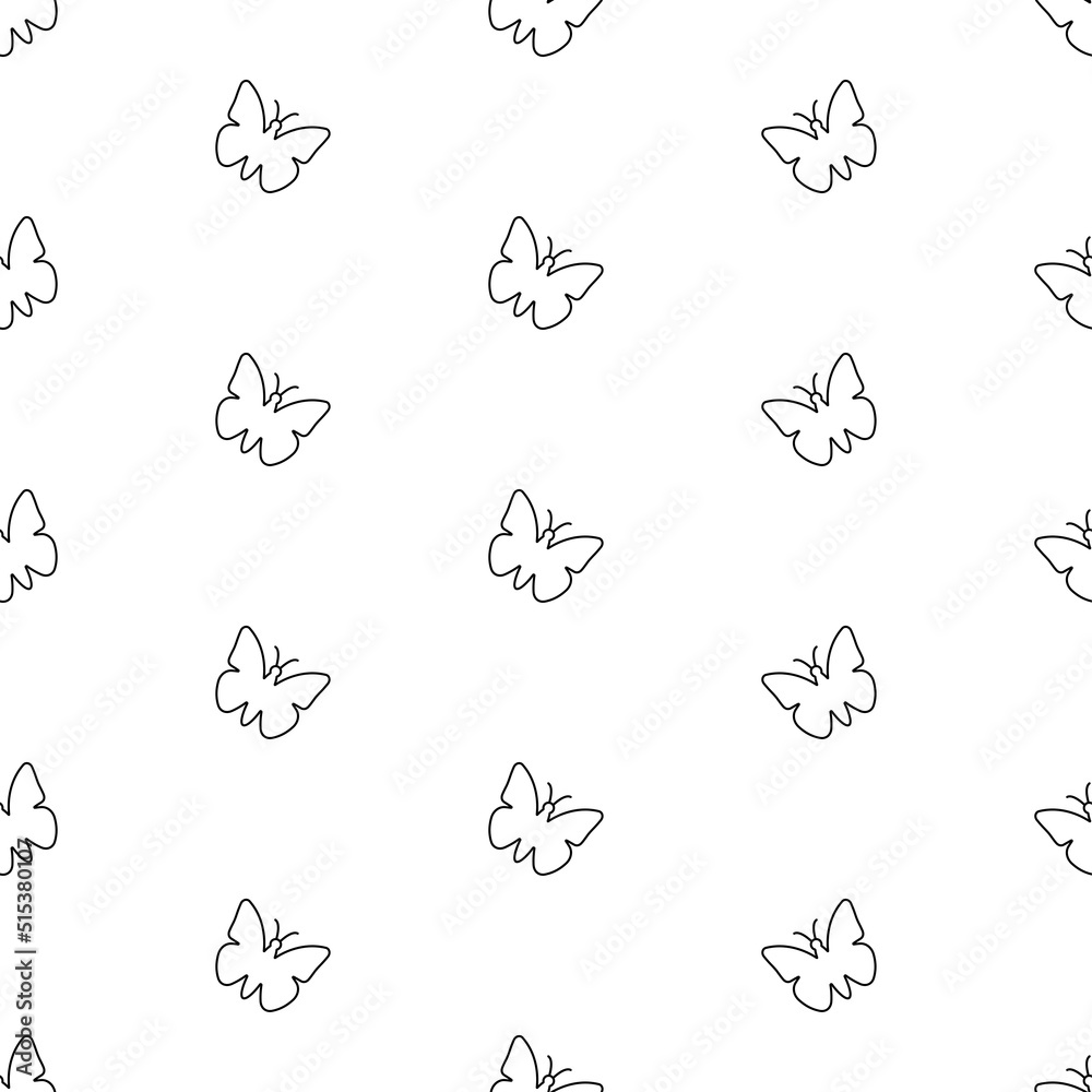 butterfly seamless pattern on white background. vector illustration.