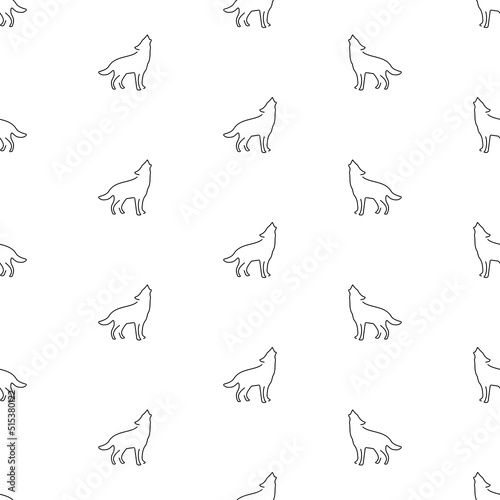 wolf seamless pattern on white background. vector illustration.