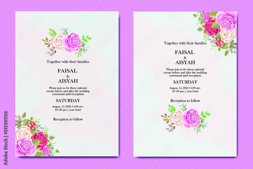 wedding invitation design with rose