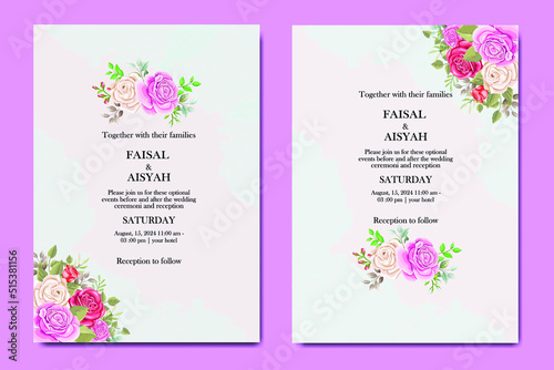wedding invitation design with rose