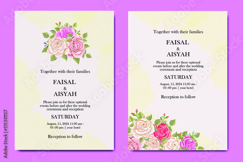 wedding invitation design with rose