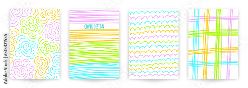 Abstract Cover page Templates Background natural free forms graphic cover page set Universal abstract cute fluid design in pastel colors applicable for notebooks, planners, brochures, book