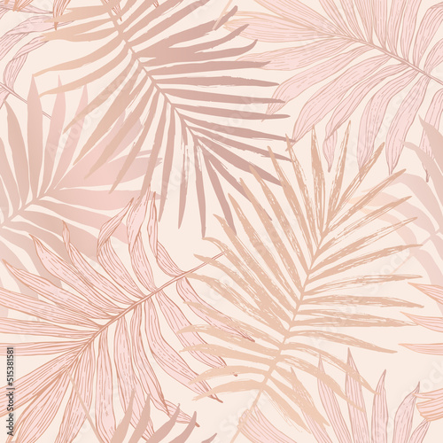 Luxurious botanical tropical leaf background in pastel blush pink color © Tanya Syrytsyna