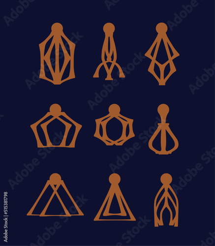 A collection of Earrings templates with geometric shapes. Isolated stencils pattern suitable for handmade work, laser cutting and printing.