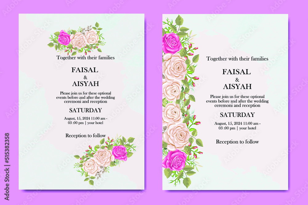 wedding invitation design with rose