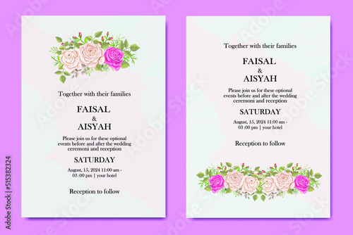 wedding invitation design with rose