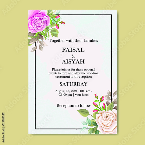 wedding invitation frame with rose