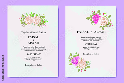 wedding invitation frame with rose