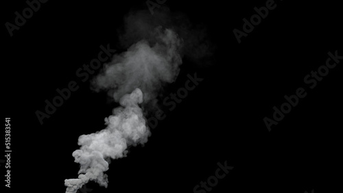 grey toxic smoke exhaust from masut power plant on black, isolated - industrial 3D rendering