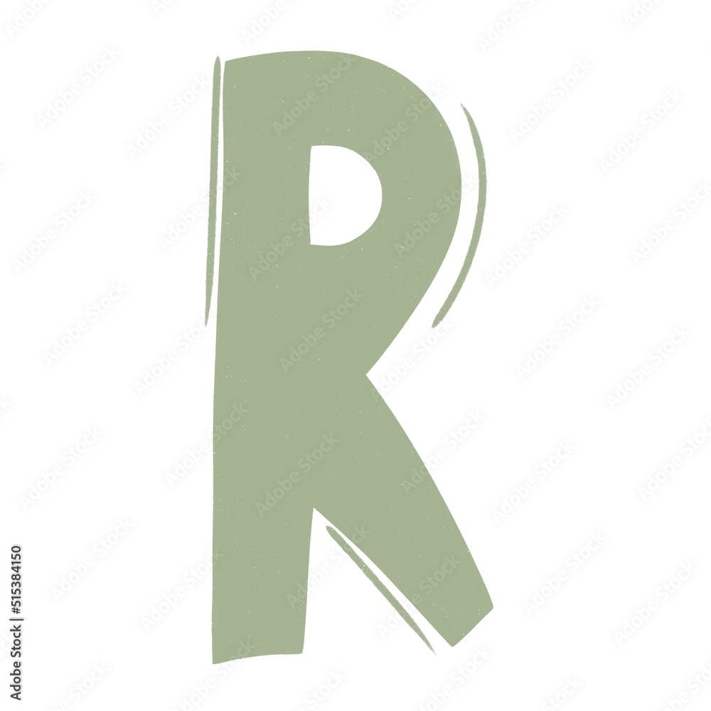 letter R of childish English alphabet in Scandinavian style. Childrens flat illustration isolated on white background letter R of childish English alphabet in Scandinavian style. Childrens flat illustration isolated on white background