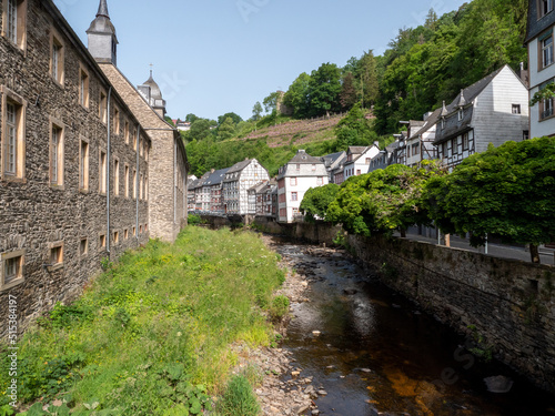 Half-timbered houses in Monschau tourist place in Germany © MyStockVideo