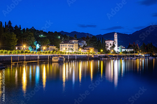 The town of Tremezzina, on Lake Como, photographed in the evening.  © leledaniele