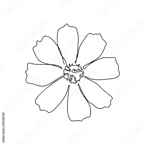 One Line Drawing, Single Continuous Line Sketch Flower