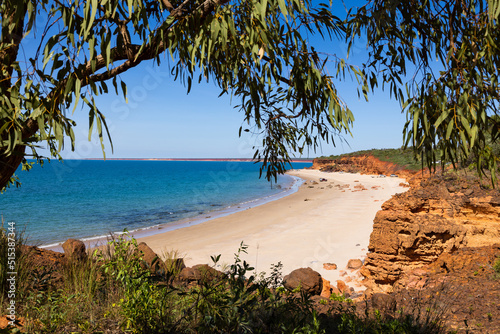 Idyllic view over the remote beach at Pender Bay towards Cape Leveque in the Kimberley region of Western Australia photo