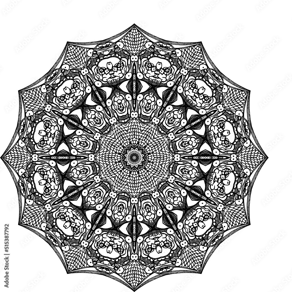 Mandala preto e branco com espaço para texto em vetor