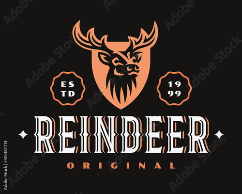 Deer modern logo, emblem design editable for your business. Reindeer vector illustration.