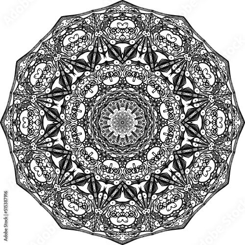 Mandala preto e branco com espaço para texto em vetor