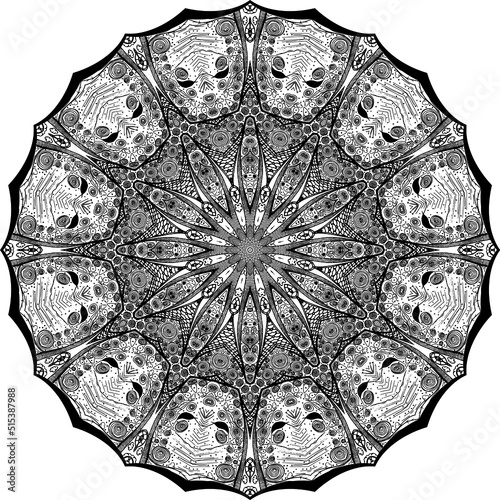 Mandala preto e branco com espaço para texto em vetor