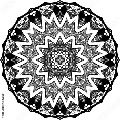 Mandala preto e branco com espaço para texto em vetor