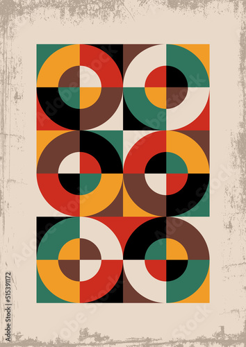 1960s Style Vintage Geometric Colorful Background. Mid Century Modern Abstract Interior Pattern