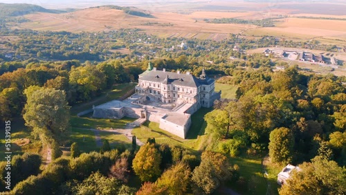 Ukrainian ancient castle Pidhirtsi. Filmed in UHD 4k video.