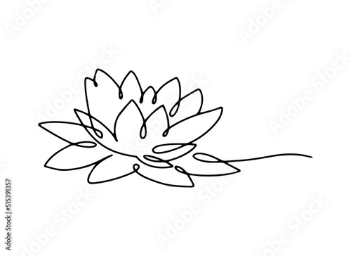 Line art water lily. Minimal lotus. Logo for beauty products. Simple design 