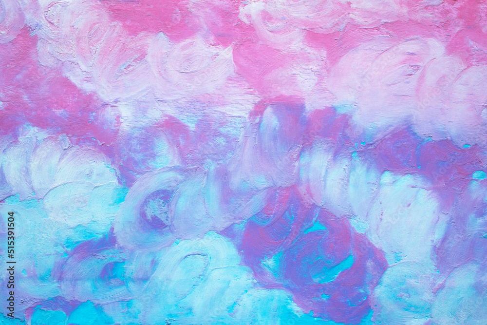 Purple blue abstract clouds texture backdrop. Hand painted oil pastel creative colorful art backgrounds