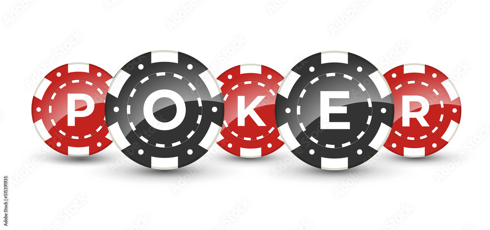 Casino chips with text Poker isolated on white background. Vector stock. Casino chips with text Poker isolated on white background. Vector stock.