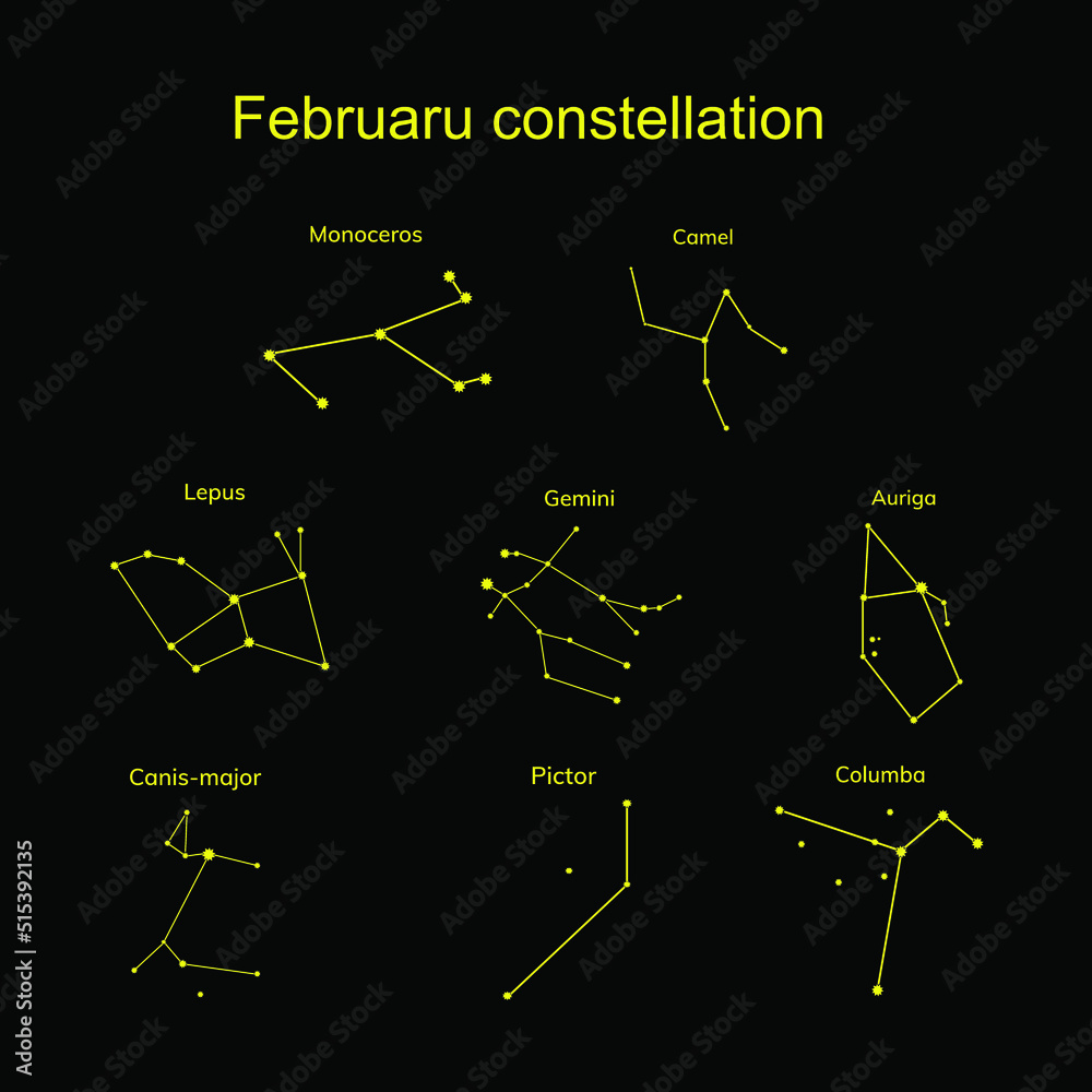 Group of constellations on a  black background