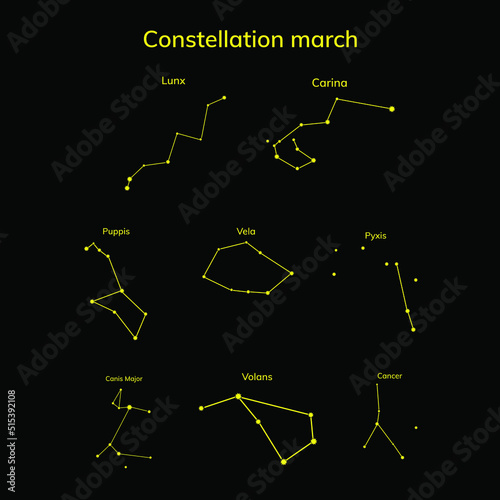 Group of constellations on a  black background
