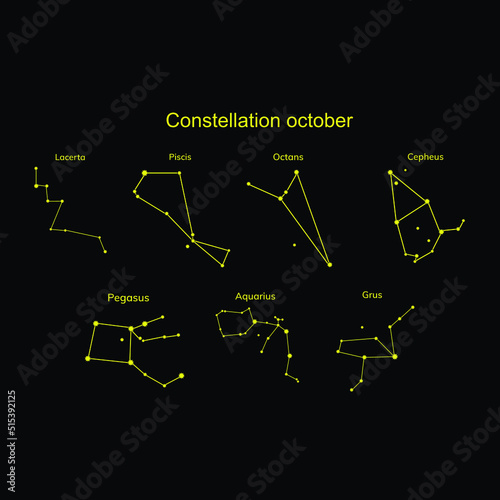 Group of constellations on a  black background