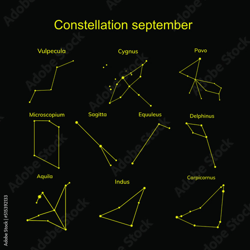 Group of constellations on a  black background