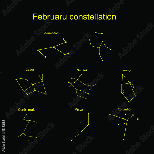 Group of constellations on a  black background