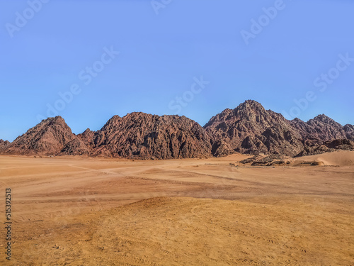 Desert mountain landscape in Echo Valley near Sharm El Sheikh  Egypt. Empty Sinai desert  no people. Natural background with copy space