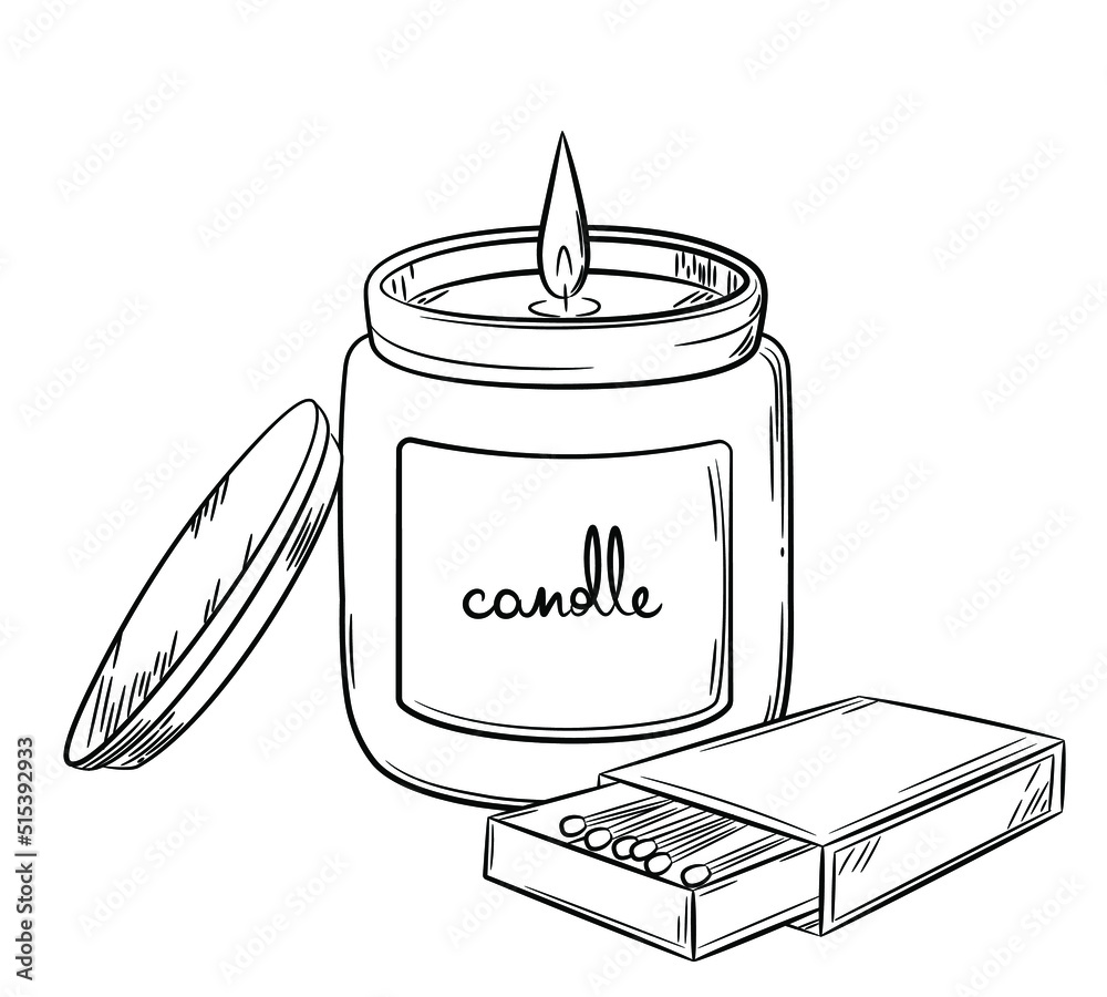 Ink sketch burning candles Royalty Free Vector Image
