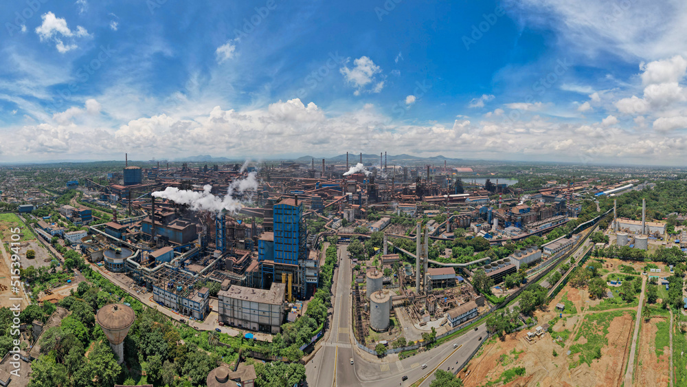 Aerial view of an Industrial city in India