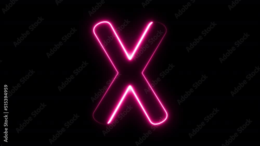 Neon alphabet X glowing on alpha channel background. Neon alphabet X glowing on alpha channel background.