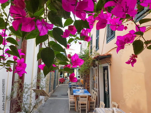 preveza city in summer afternoon greece alleys restaurants photo